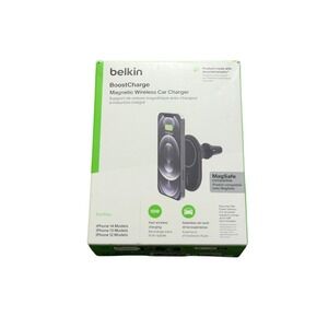 Oo9O Belkin MagSafe Boost Charge Magnetic Car Charger - Air Vent Mount - Black